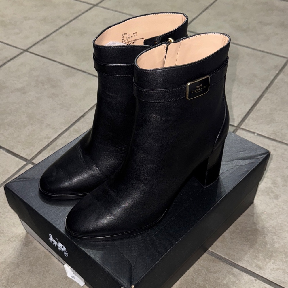 Coach “Oliver” Black Ankle Booties